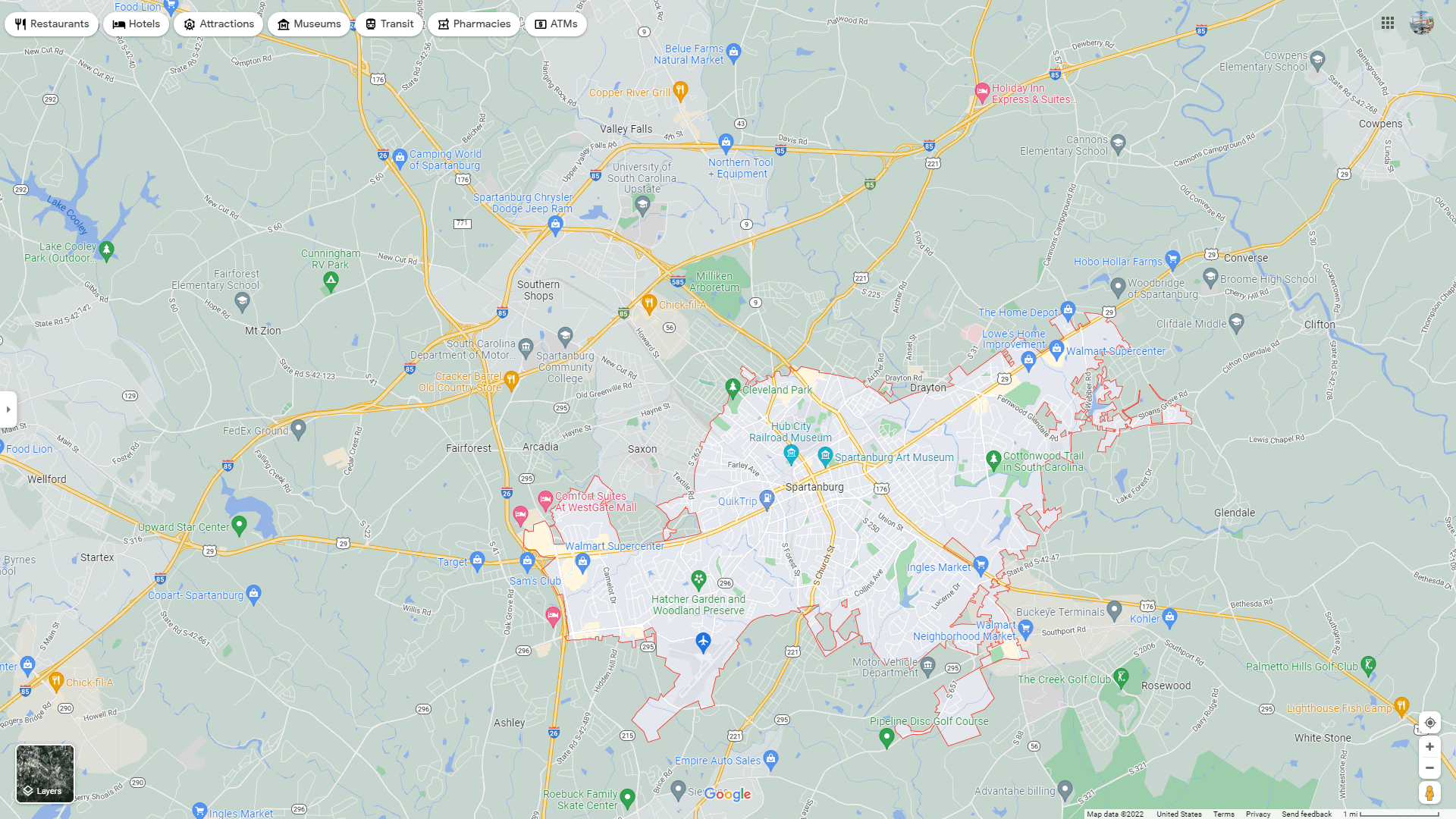 Spartanburg South Carolina Map